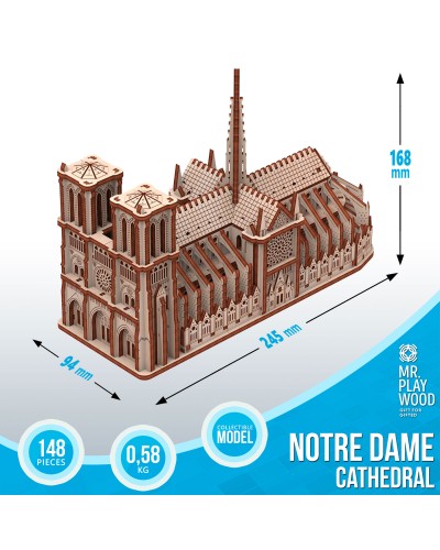 Собор Паризької Богоматері конструктор механічний дерев'яний 3D
