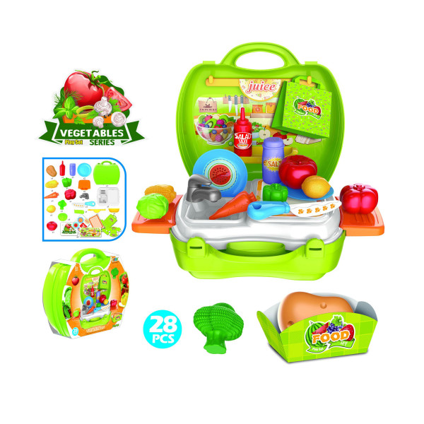 Набір іграшковий з овочами у валізі, 28 елементів