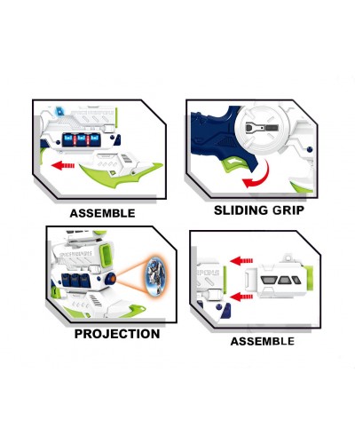 Пістолет SPACE з проектором, зі світлом і звуком, працює від батарей